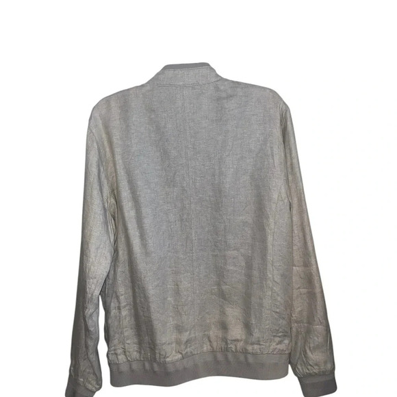 Zara Linen Beige Smooth bomber jacket classic minimalist Members only Coded Fall - Picture 7 of 7